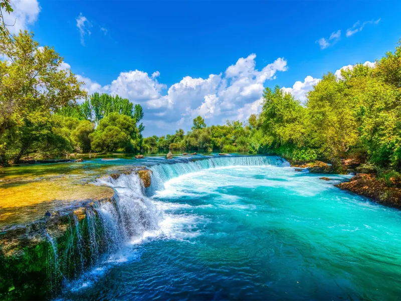Side Boat Tour in Manavgat River | Waterfall & Bazaar