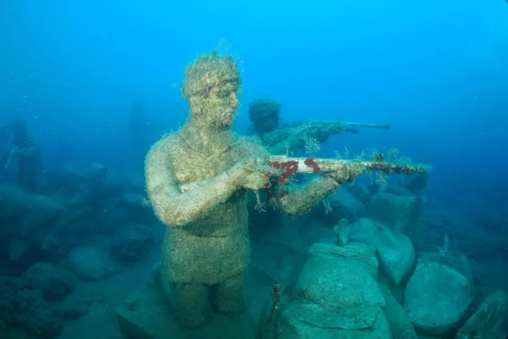 Underwater Museum sculptures exhibition Blossoming Garden and Dervishes in Side Turkey