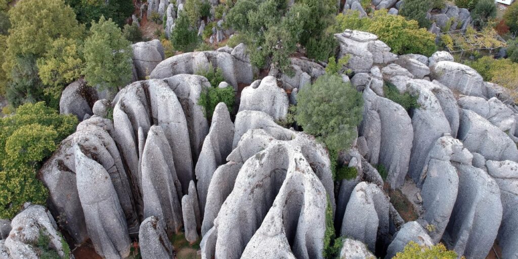 Natural conglomerate rock formations known as Adam Kayalar or Avatar Rocks in the Taurus Mountains