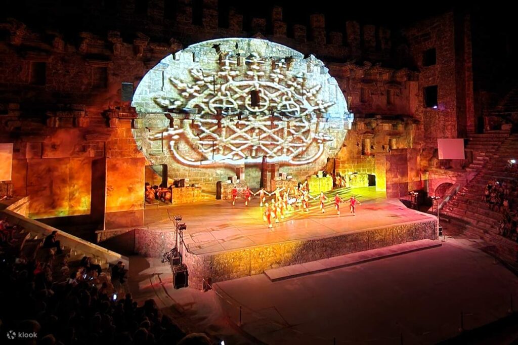Gloria Aspendos Arena open-air amphitheatre near the ancient Aspendos Theatre, the performance venue for Fire of Anatolia dance show from Side, Antalya