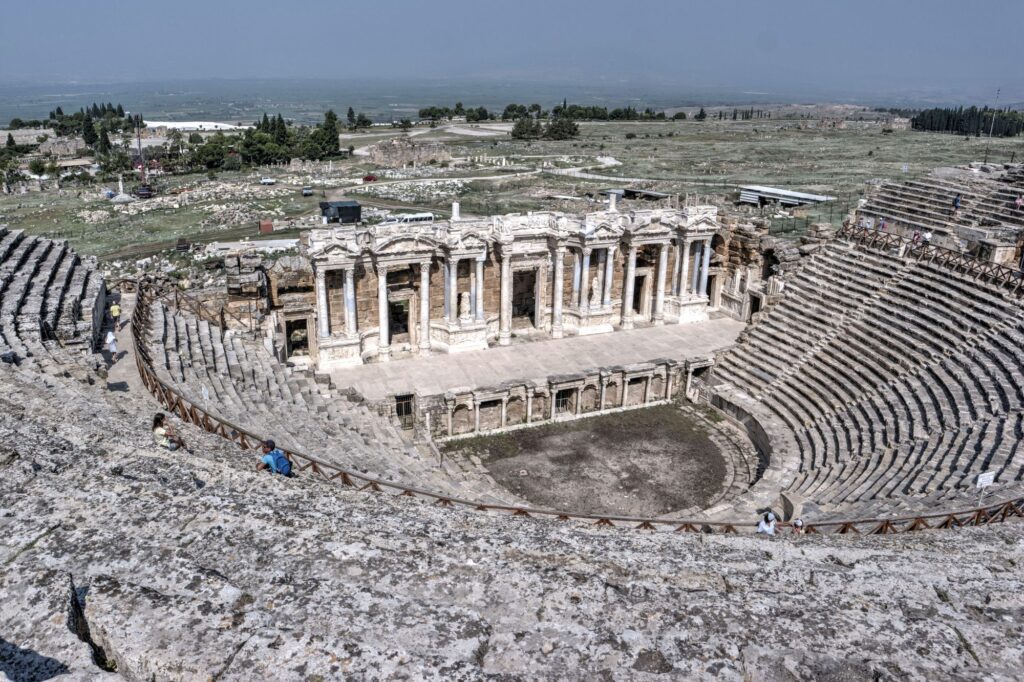 Ancient Roman theater at Hierapolis archaeological site near Pamukkale in Denizli, Turkey