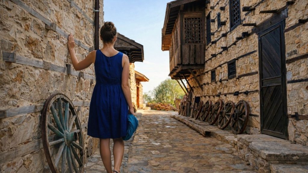 Traditional stone and wood button houses in Ormana Village in the Taurus Mountains near Side