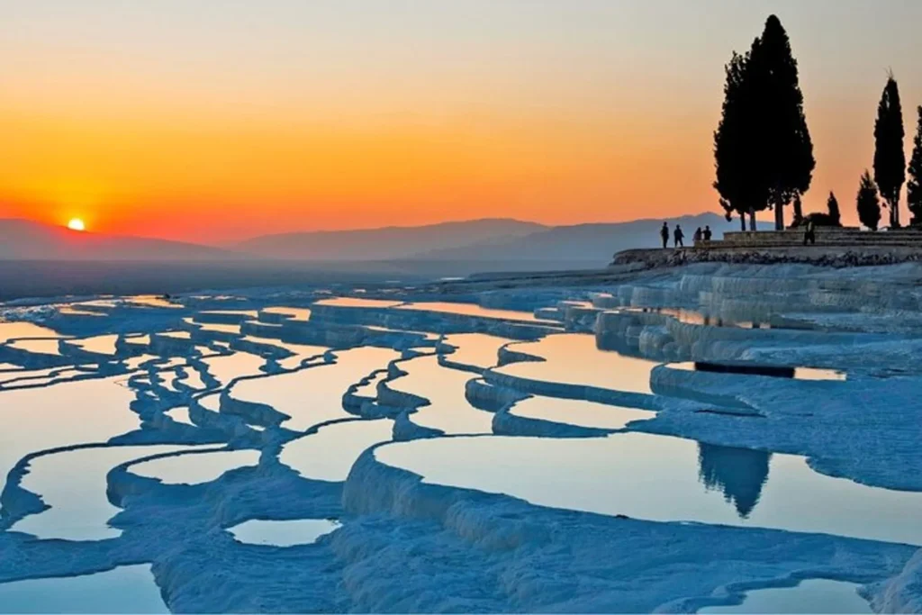 Tour bus travelling from Side Antalya to Pamukkale for a day trip in Turkey